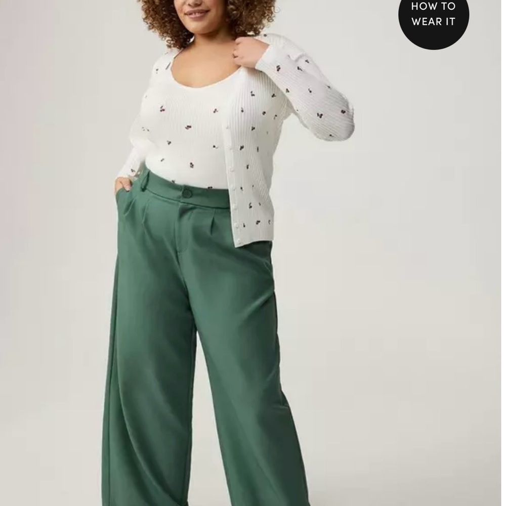 Torrid Green Wide-Leg High-Waisted Pants